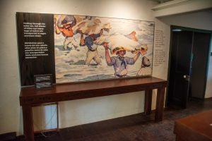 An interpretive exhibit inside the Castro Adobe