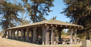 A shade structure at Sunset State Beach