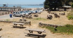Seacliff parking lot and picnic tables