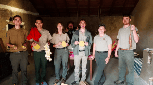 state parks employees pose in the Castro Adobe kitchen