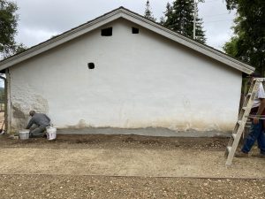 Exterior at the north part of the building, walls repaired and whitewashed