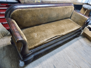 old upholstering on the castro couch