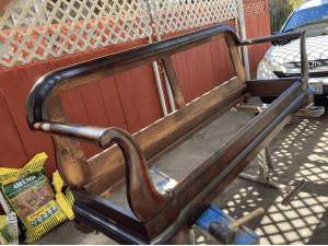 bare wooden frame of the castro couch