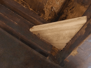 closeup of new wooden couch support