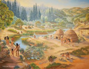 Image of Native Americans working throughout theirs tribes land