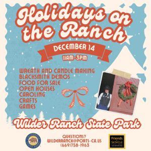 Text reads: "Holidays on the Ranch, December 14, 11am - 3pm"